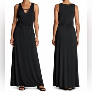 VANITY ROOM Black Maxi V Cutout Strap Dress size XS